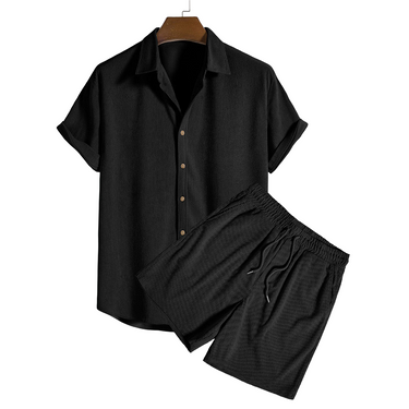 Short-Sleeved Corduroy Button Up Shirt & Shorts - Streetwear Shirts - product image 2