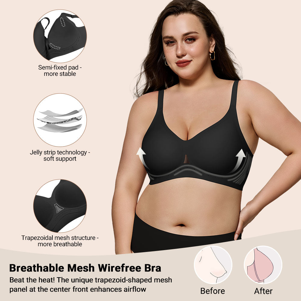 Womens Wire-Free Full Coverage Bra Seamless Breathable Comfort Bralettes