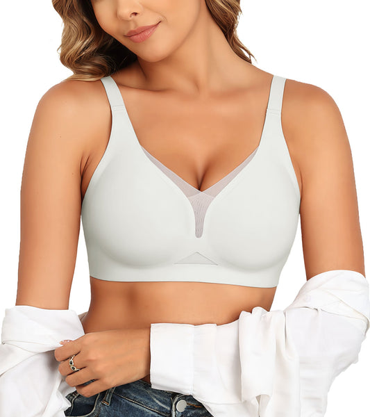 As Fairy Wireless Push Up Bra for Women - Seamless Deep V Mesh Bralettes, Soft Support Comfort Daily Wear Brassiere
