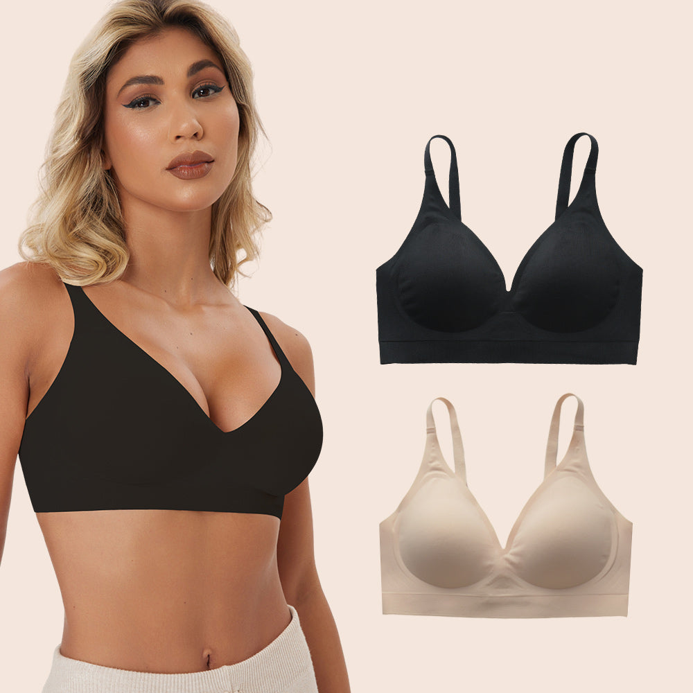 2PCS Deep V-neck Seamless Wireless Everyday Bras