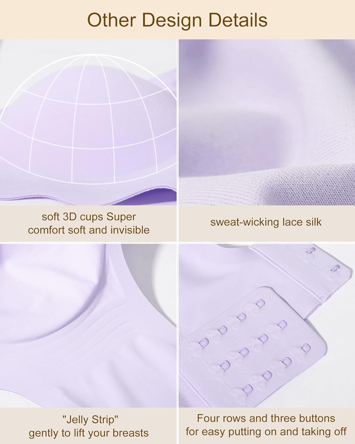 Wavy Seamless V Neck Lace Floral Bra