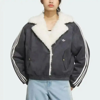 Adidas Originals Oversized Faux Suede Sherpa Jacket - women’s fashion sneaker at Kickarena