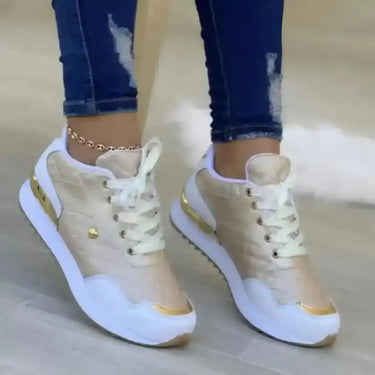 Discreet Shoes Women’s Fashion Sneakers – Gold & White 2026 - women’s fashion sneaker at Kickarena