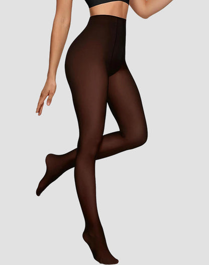 Women Fleece Lined Leggings Sheer Fake Translucent Pantyhose Thermal High Waisted Footed Opaque Tights