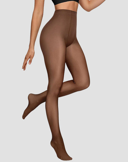 Women Fleece Lined Leggings Sheer Fake Translucent Pantyhose Thermal High Waisted Footed Opaque Tights