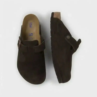 BIRKENSTOCK BOSTON SUEDE SOFT FOOTBED CLOG - TAUPE - women’s fashion sneaker at Kickarena