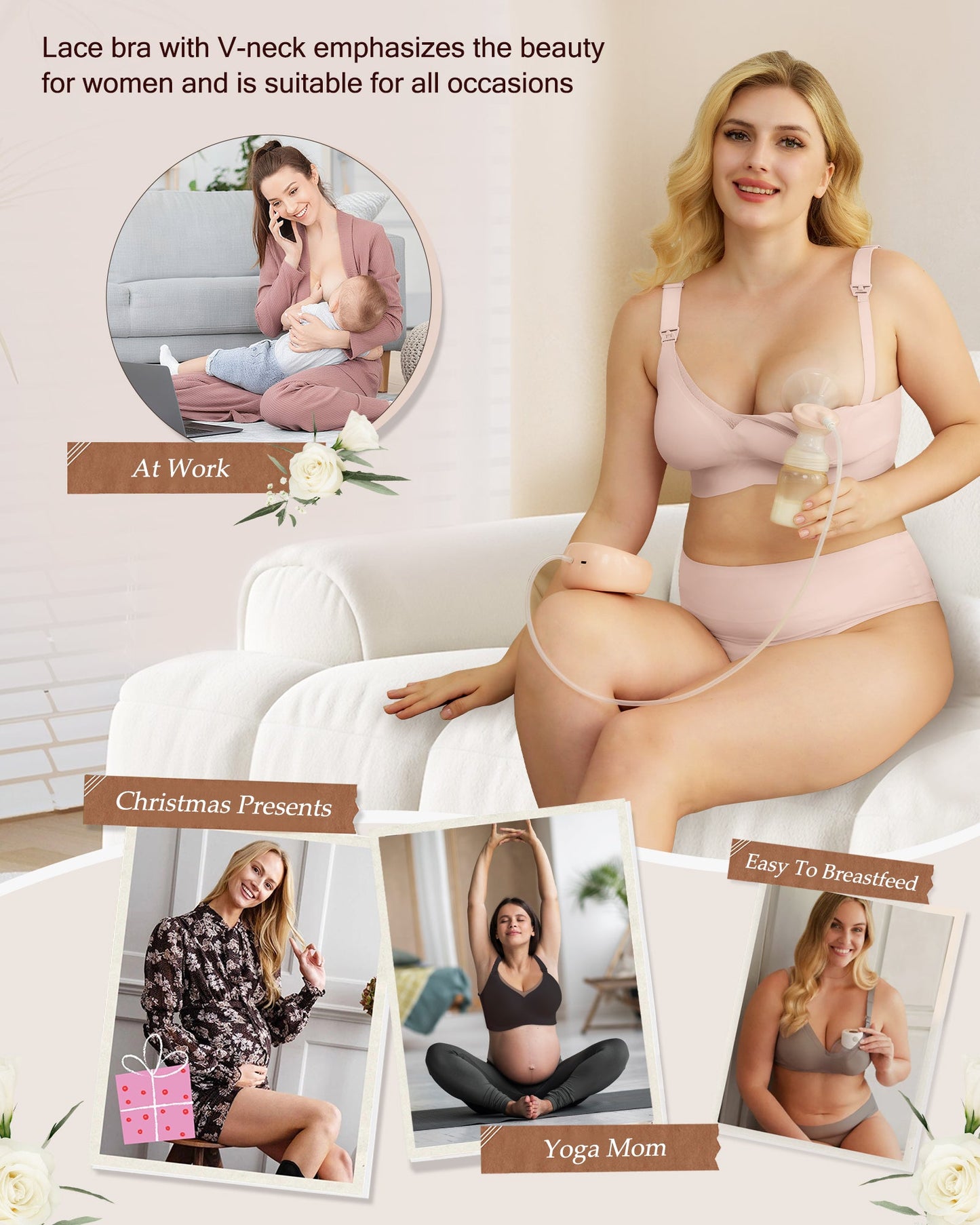 Nursing Bras for Breastfeeding Mesh Lace Seamless Maternity Bra Pregnancy Sleep Wireless Pumping Bralette