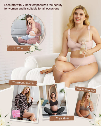 Nursing Bras for Breastfeeding Mesh Lace Seamless Maternity Bra Pregnancy Sleep Wireless Pumping Bralette