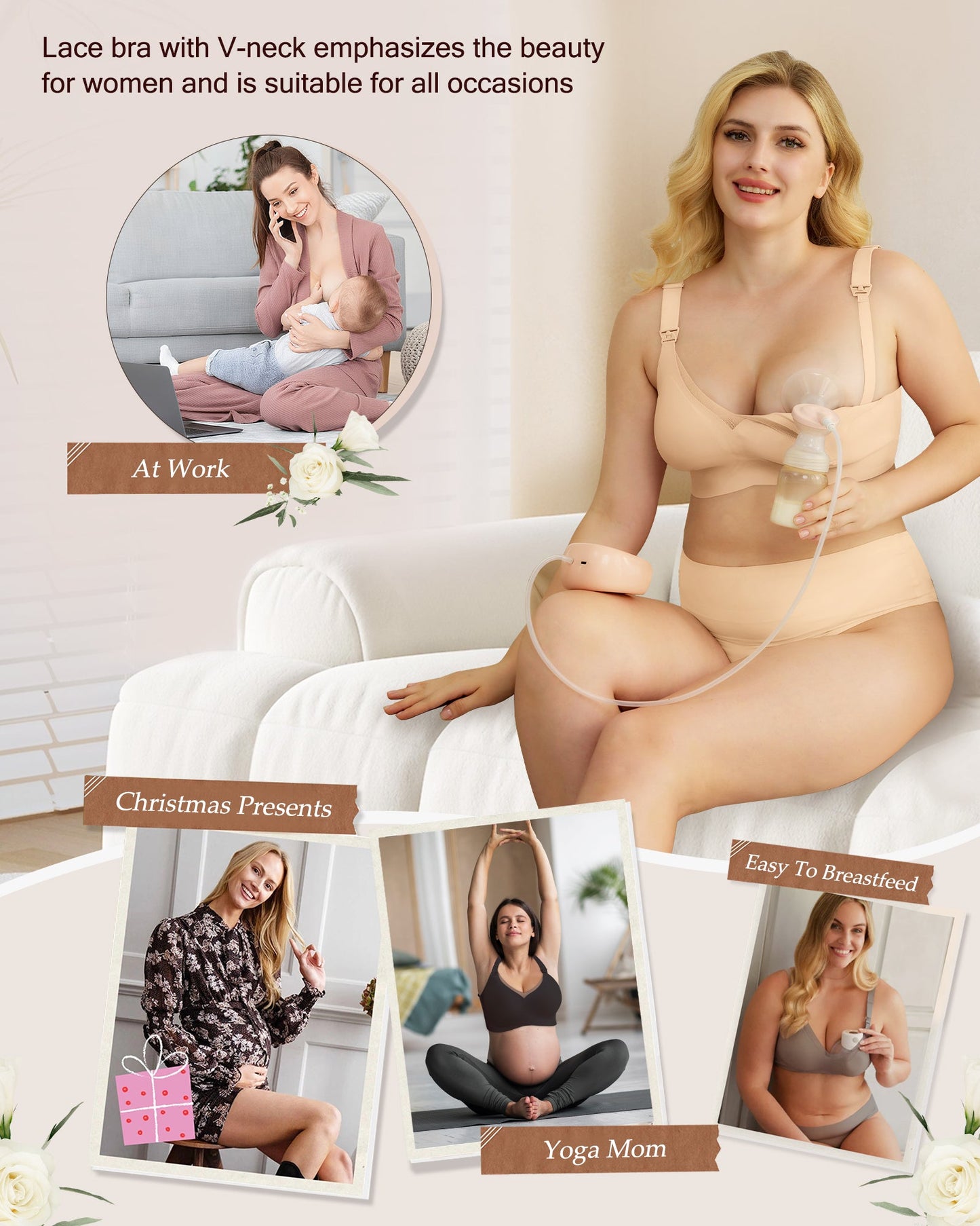 Nursing Bras for Breastfeeding Mesh Lace Seamless Maternity Bra Pregnancy Sleep Wireless Pumping Bralette