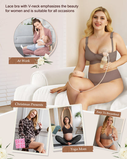 Nursing Bras for Breastfeeding Mesh Lace Seamless Maternity Bra Pregnancy Sleep Wireless Pumping Bralette