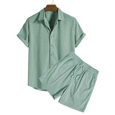 Short-Sleeved Corduroy Button Up Shirt & Shorts - Streetwear Shirts - product image 3