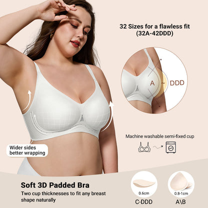 Womens Wire-Free Full Coverage Bra Seamless Breathable Comfort Bralettes