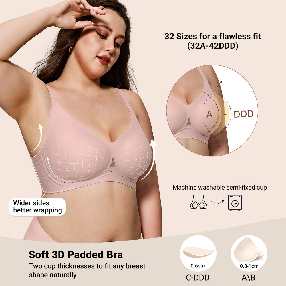 Womens Wire-Free Full Coverage Bra Seamless Breathable Comfort Bralettes