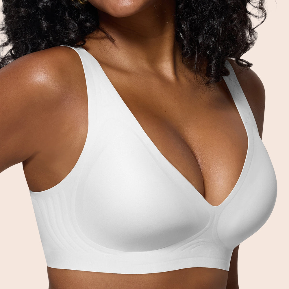 Deep V Plunge Bra - Seamless Wireless Bralette with Lift & Full Coverage (No Underwire) | Supportive Push Up Bra for Women