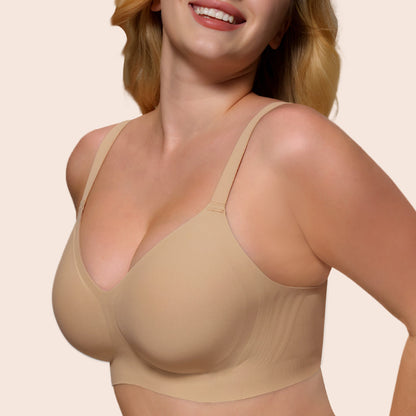 Womens Soft Comfortable No Underwire Bras V Neck Seamless Push Up Bralettes Full Coverage Tshirt Brassiere