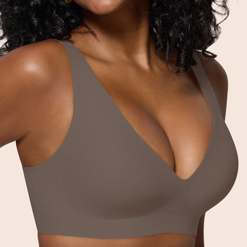 Bras for Women Deep V Seamless Wireless Support Lift No Underwire Plunge Bralettes Full Coverage Push Up Bra