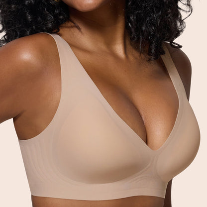 Seamless Wireless Bralette with Lift & Full Coverage (No Underwire)&Deep V Plunge Bra | Supportive Push Up Bra for Women