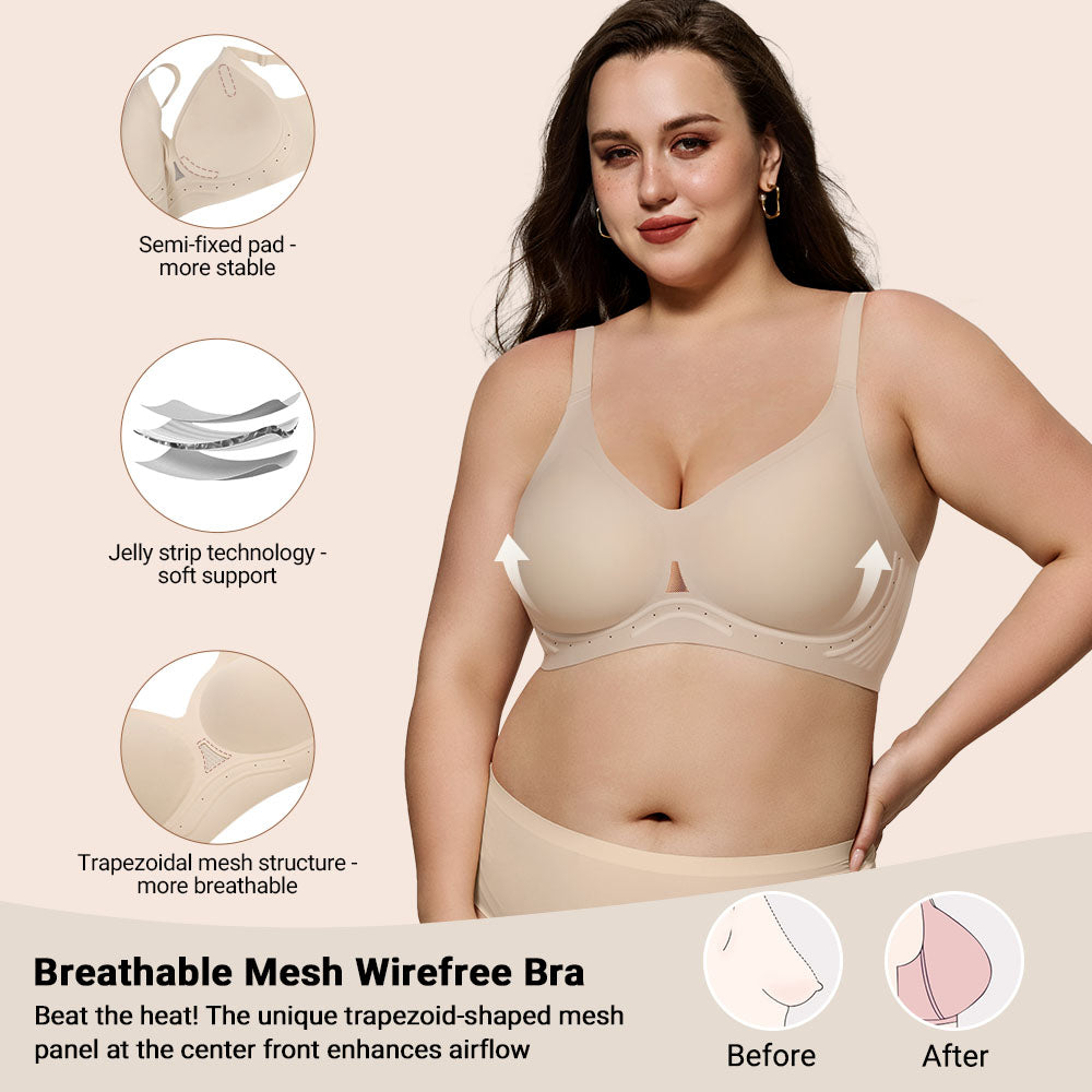 Wirefree Full Coverage Bra - Seamless Breathable Bralette for All-Day Comfort