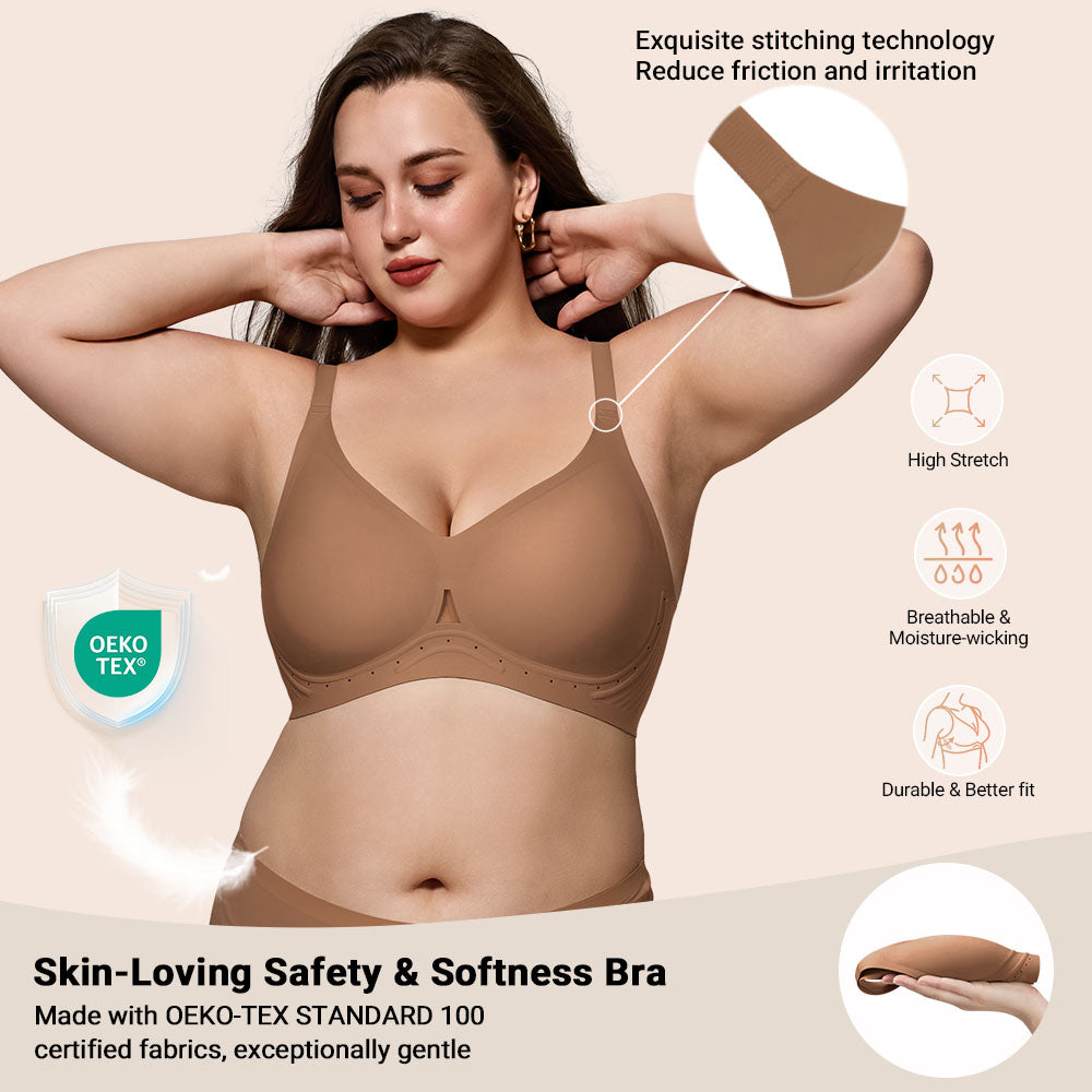 Wirefree Full Coverage Bra - Seamless Breathable Bralette for All-Day Comfort