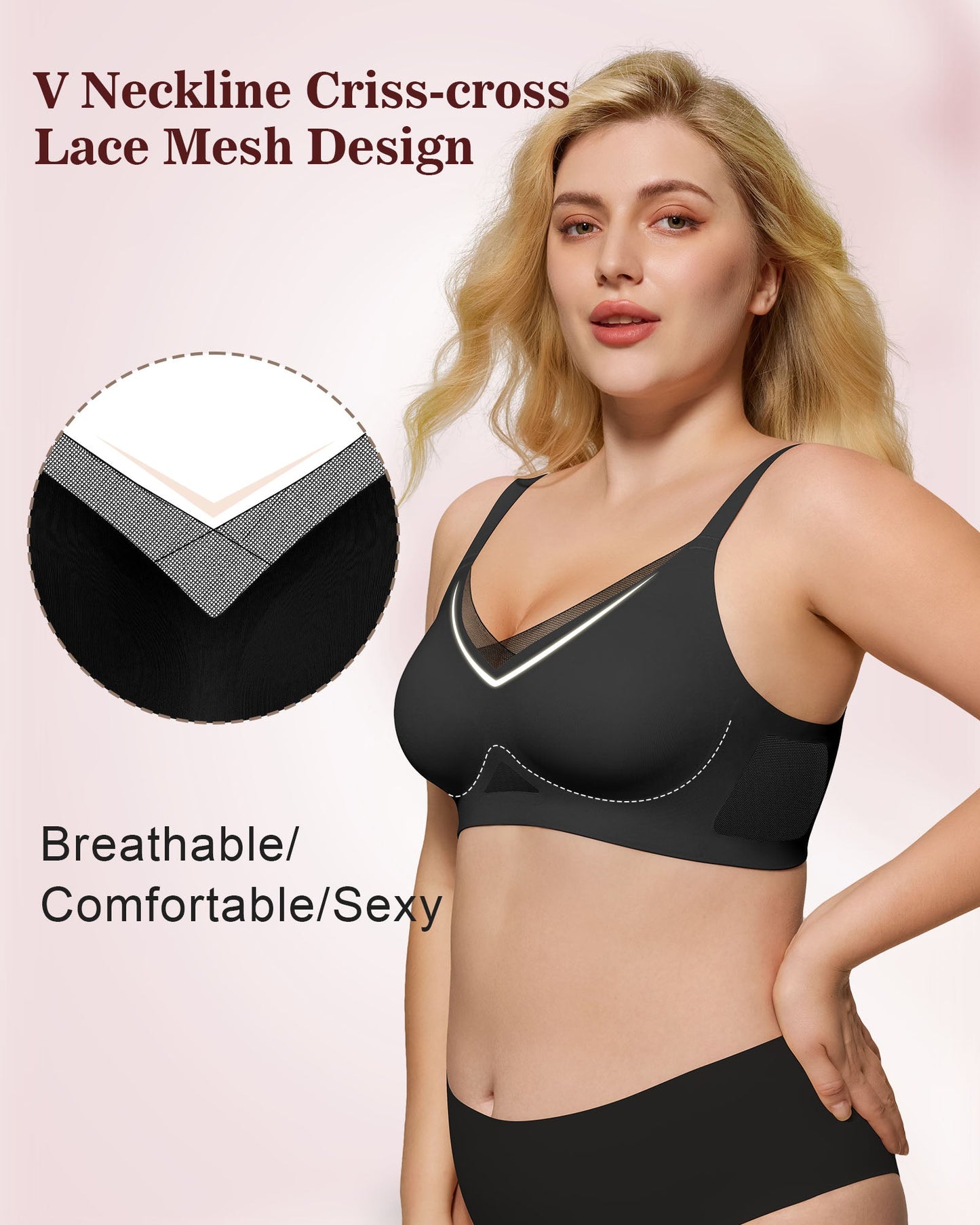 Mesh V Neck Soft Seamless Bras