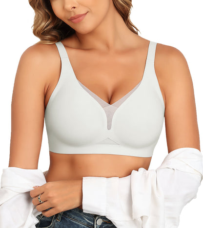 As Fairy Wireless Push Up Bra for Women - Seamless Deep V Mesh Bralettes, Soft Support Comfort Daily Wear Brassiere