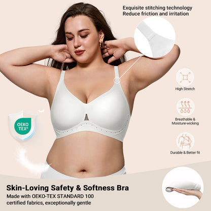 Womens Wire-Free Full Coverage Bra Seamless Breathable Comfort Bralettes
