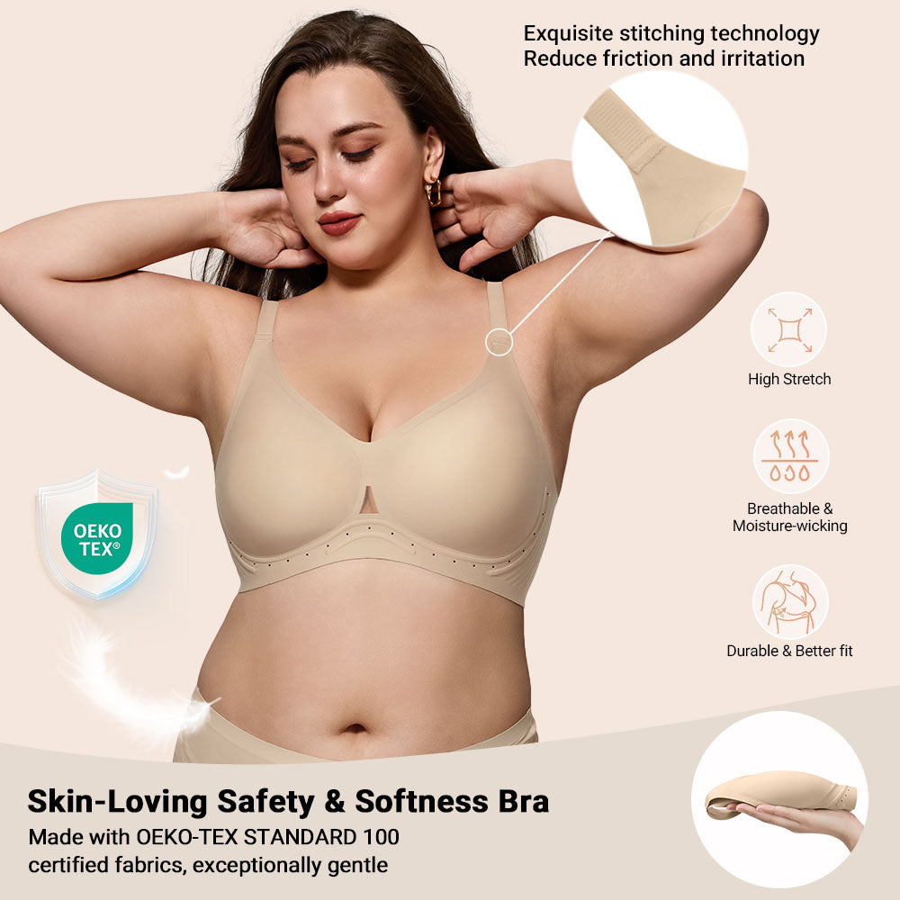 Wirefree Full Coverage Bra - Seamless Breathable Bralette for All-Day Comfort