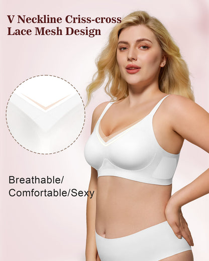 Mesh V Neck Soft Seamless Bras