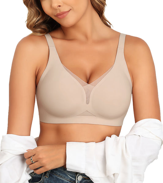 As Fairy Wireless Push Up Bra for Women - Seamless Deep V Mesh Bralettes, Soft Support Comfort Daily Wear Brassiere