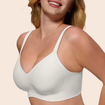 Womens Soft Comfortable No Underwire Bras V Neck Seamless Push Up Bralettes Full Coverage Tshirt Brassiere