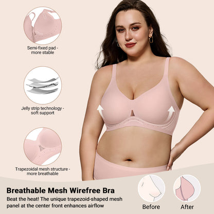 Womens Wire-Free Full Coverage Bra Seamless Breathable Comfort Bralettes