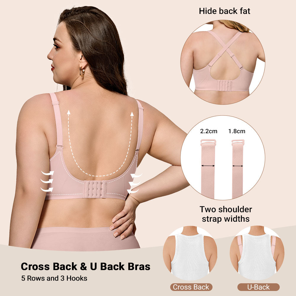 Womens Wire-Free Full Coverage Bra Seamless Breathable Comfort Bralettes