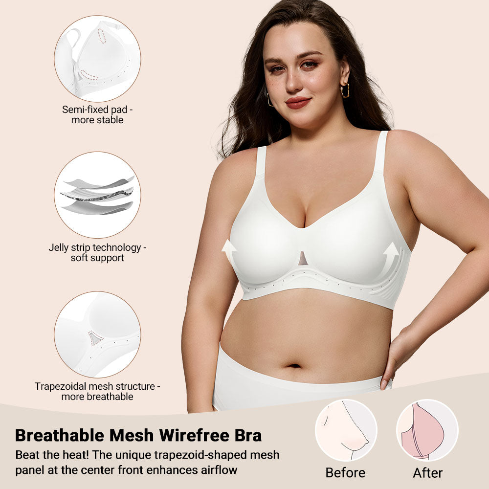 Womens Wire-Free Full Coverage Bra Seamless Breathable Comfort Bralettes