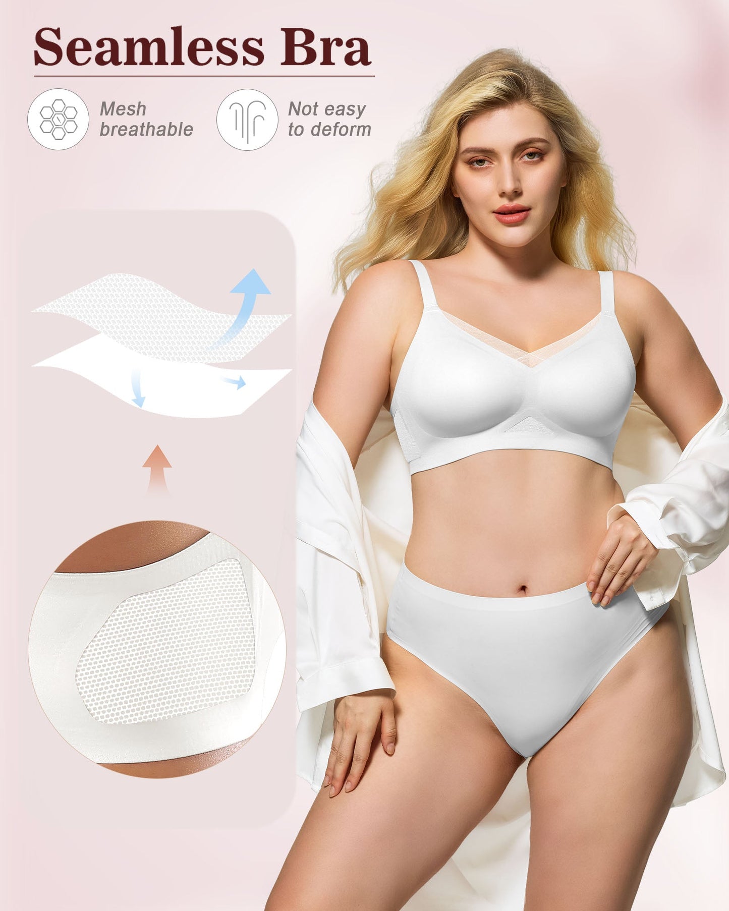 Mesh V Neck Soft Seamless Bras