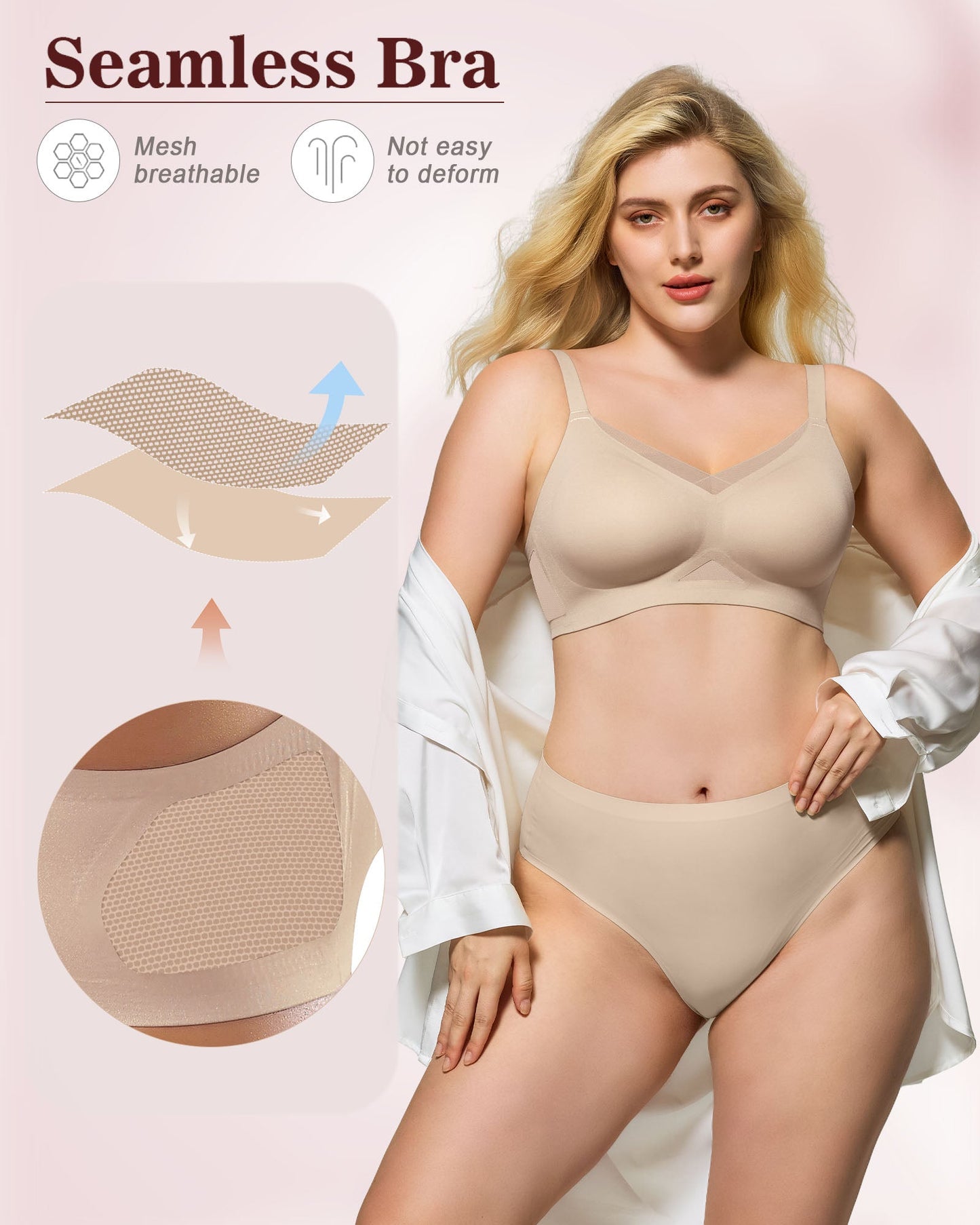 Mesh V Neck Soft Seamless Bras