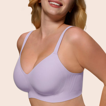 Wireless Push Up Bra - Seamless V-Neck Bralette with Full Coverage Comfort Support Soft T-Shirt Bra for Women