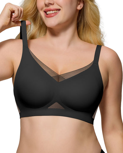 Mesh V Neck Soft Seamless Bras