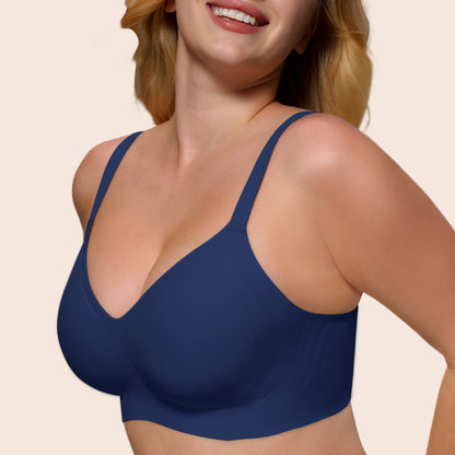 Wireless Push Up Bra - Seamless V-Neck Bralette with Full Coverage Comfort Support Soft T-Shirt Bra for Women