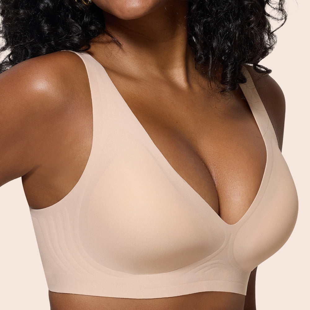 Bras for Women Deep V Seamless Wireless Support Lift No Underwire Plunge Bralettes Full Coverage Push Up Bra