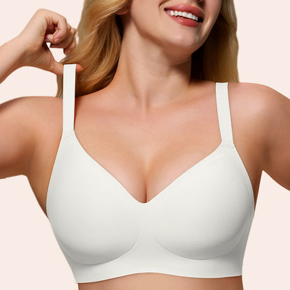 Womens Soft Comfortable No Underwire Bras V Neck Seamless Push Up Bralettes Full Coverage Tshirt Brassiere