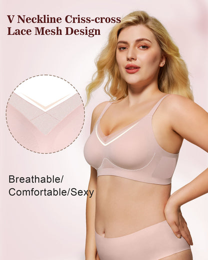 Mesh V Neck Soft Seamless Bras