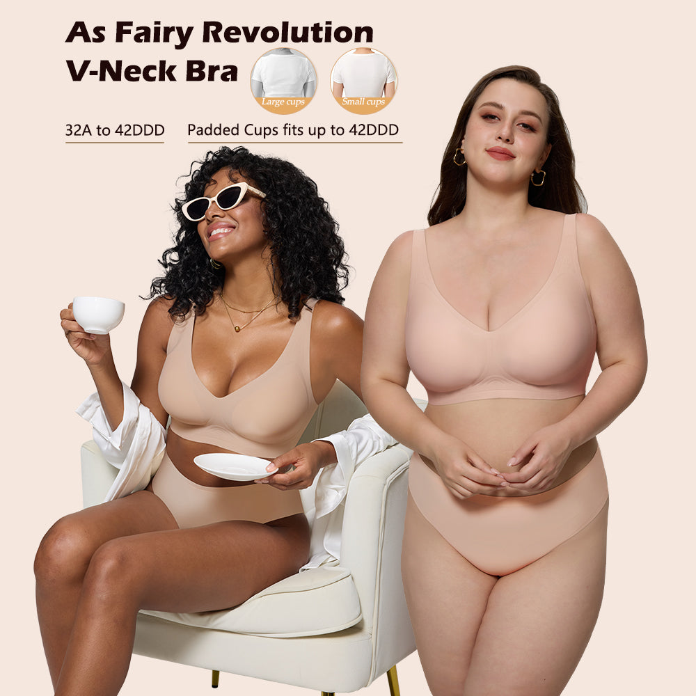 Seamless Wireless Bralette with Lift & Full Coverage (No Underwire)&Deep V Plunge Bra | Supportive Push Up Bra for Women