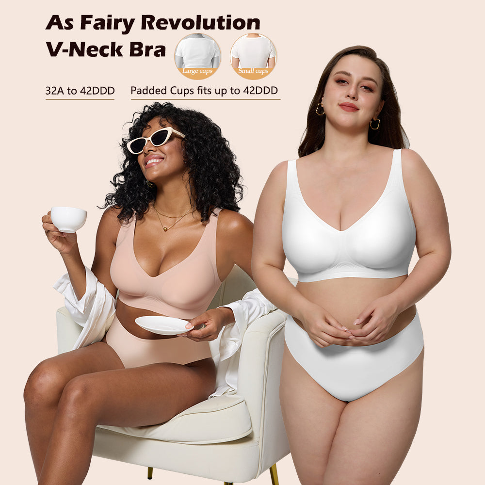 Deep V Plunge Bra - Seamless Wireless Bralette with Lift & Full Coverage (No Underwire) | Supportive Push Up Bra for Women