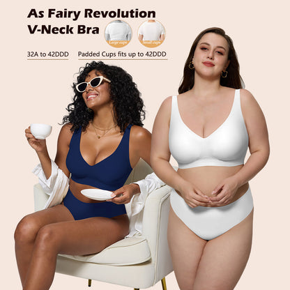 Deep V Plunge Bra - Seamless Wireless Bralette with Lift & Full Coverage (No Underwire) | Supportive Push Up Bra for Women