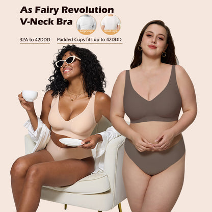 Bras for Women Deep V Seamless Wireless Support Lift No Underwire Plunge Bralettes Full Coverage Push Up Bra