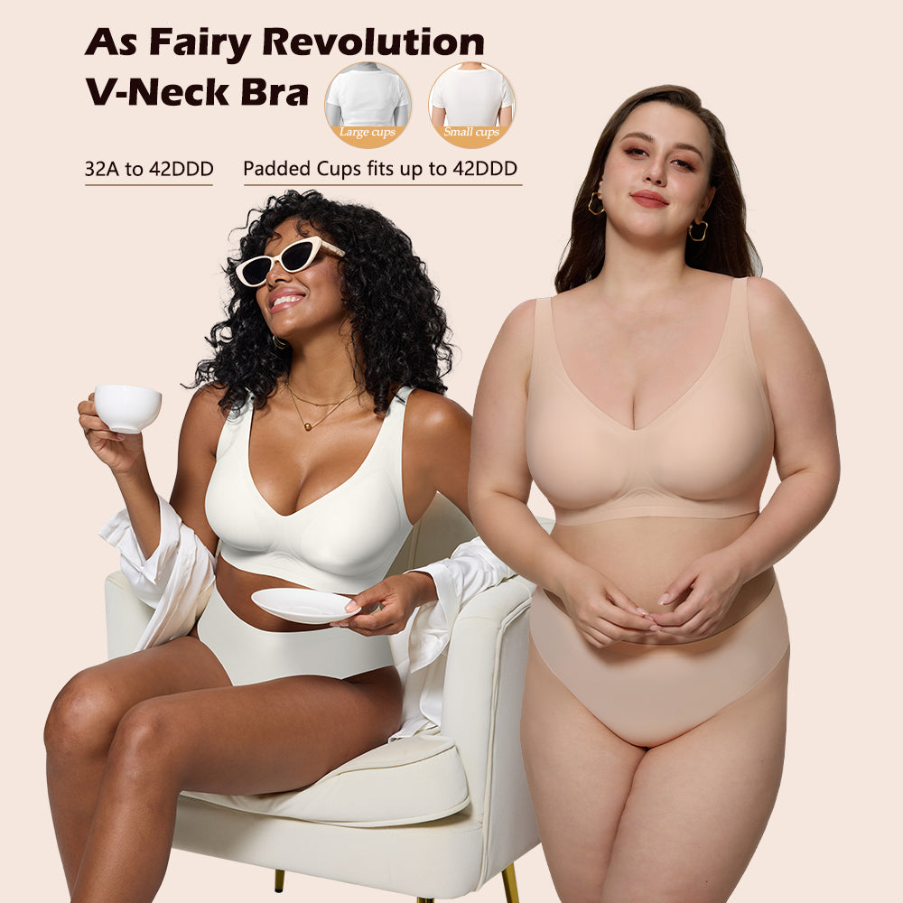 Deep V Plunge Bra - Seamless Wireless Bralette with Lift & Full Coverage (No Underwire) | Supportive Push Up Bra for Women