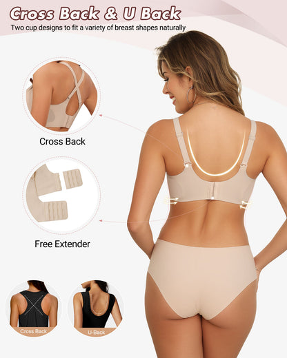 As Fairy Wireless Push Up Bra for Women - Seamless Deep V Mesh Bralettes, Soft Support Comfort Daily Wear Brassiere