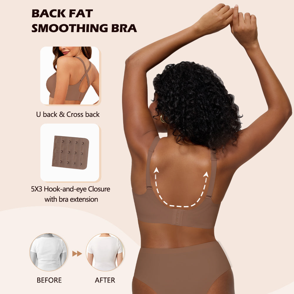 Seamless Wireless Bralette with Lift & Full Coverage (No Underwire)&Deep V Plunge Bra | Supportive Push Up Bra for Women