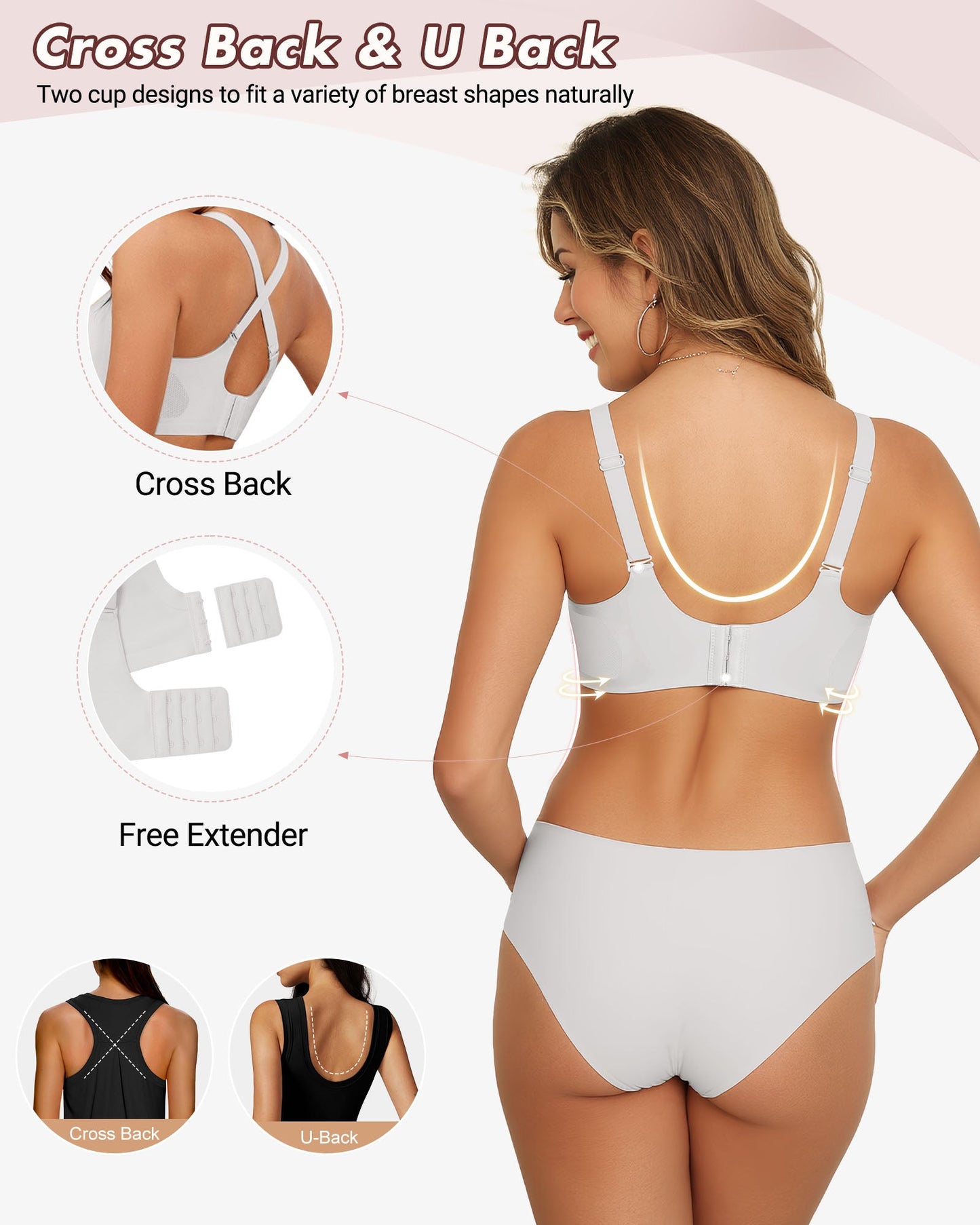 As Fairy Wireless Push Up Bra for Women - Seamless Deep V Mesh Bralettes, Soft Support Comfort Daily Wear Brassiere