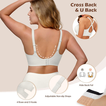 Womens Soft Comfortable No Underwire Bras V Neck Seamless Push Up Bralettes Full Coverage Tshirt Brassiere